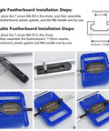 Heavy Duty Adjustable Featherboard For Woodworking installation steps showing components and assembly for table saw use.