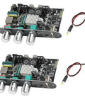 Beefy Two Pack 100W Mono Bluetooth Amp Board With TWS Wide Voltage Input 9 To 24V Car And Home Audio DIY Amplifier AUX USB Bluetooth Input Great For DIY Speakers, two boards and power leads