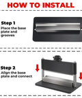 Installation instructions for 12-Inch Press Brake Attachment For 12-20 Ton Hydraulic Press, showing base plate alignment.
