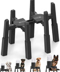 Elevated Dog Water Dispenser Stand And Adjustable Pet Feeder Holder Designed For Large Breeds, heavy duty black design.