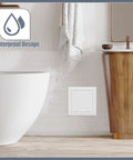 High Grade Self Adhesive Drywall Access Panel 10X10 Inch Heavy Duty Plastic Wall Cover in modern bathroom setting.
