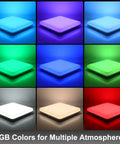 RGB Ceiling Light With Remote Control 13 Inch 36W Dimmable Flush Mount Fixture showcasing different color settings