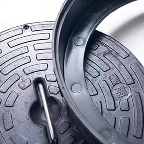 Manhole Cover And Frame Made From PE Plastic With Handle, Heavy Duty Round Septic Tank Lid For Yard Driveway And Pavement
