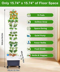 14 Layer Vertical Hydroponic Garden System Kit With 70 Slots And A 20L Water Tank And Pump indoors with growth features shown