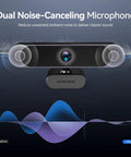 Top Shelf 4K Webcam With 1 2 55 Sony Sensor And 3X Digital Zoom Autofocus Ultra HD 30Fps Computer Camera displaying dual noise-canceling microphone.