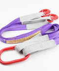 Two-leg lifting sling with red hooks, purple and gray polyester bridle straps, 3.3 ft, 4409 lb capacity