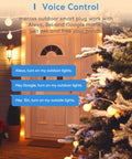 Outdoor lights controlled by voice commands with Outdoor Smart Plug With 3 Independent Sockets For Patio Or Yard, Smart WiFi Outlet.