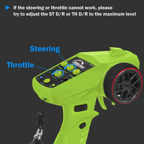 4CH 2.4G RC Transmitter With Receiver And Lanyard Anti Jamming Remote Controller for RC Car Green and Black close-up