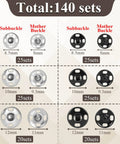 Easy Sew On Snap Buttons for Clothing and Accessories 8mm 10mm 12mm Metal Fasteners Press Studs diagram with sizes