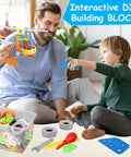 Father and child playing with Totally Fun 10 In 1 STEM Building Set For Kids Ages 4 To 8 A 167 Piece Creative Engineering Kit.