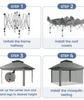 13x13 Pop Up Gazebo With Mosquito Netting One Push Setup No Tools Needed step-by-step assembly process