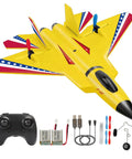 F22 RC Plane Jet For Beginners And Kids, Easy To Fly Foam Glider With Gyro Stabilization, Durable EPP Foam, Yellow, with accessories