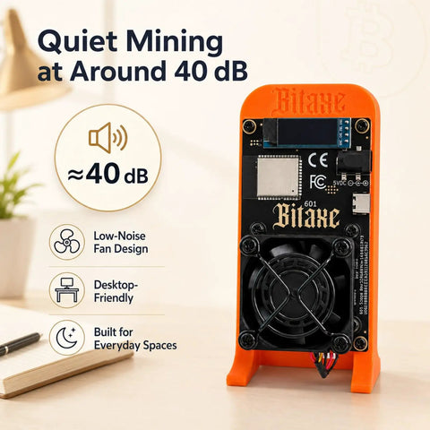 Compact Bitcoin Miner With Open Source SHA256 BM1370 ASIC 1.2TH/s Default And 1.4TH/s High Power for quiet 40 dB home use
