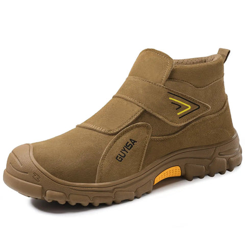 Welding Work Boots For Men With Steel Toe Slip On Safety Boots For Welders And Construction Rugged High Top Boots With All Day Comfort