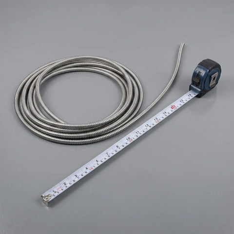 Heavy Duty Stainless Steel Bendable Conduit Sleeve For Weatherproof Cable Management With Measuring Tape On Gray Background