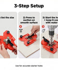 Adjustable Diamond Drill Guide with Suction Base for 1/8 to 3-1/4 Inch Hole Saws and Bits helps you nail clean straight cuts in tile glass stone and ceramic like a pro shown in 3-step setup process.