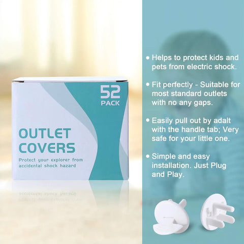 Box of Baby Proofing Outlet Covers 52 Pack White Plug Covers for Electrical Outlets Kid Safe Home Safety Childproof Outlet Plugs