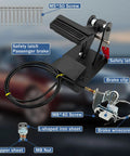 Universal Passenger Side Dual Brake Pedal Conversion Kit for Driving Instructor Rigs with labeled components and features