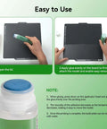 Instructions for using Rock Solid 60ML 3D Printer Adhesive Glue on a print bed with close-up of the adhesive applicator