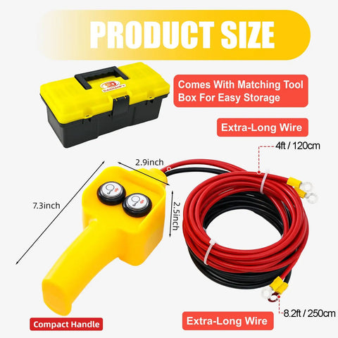 Universal 12V Winch Control Box With Relay Switch For 1500-5000LB Winches On ATV Truck And Trailer Rugged Yellow ABS Housing Simple Install Replacement To Restore Beefed Up Power And Reliable Towing, 7.3x2.7x2.5 in