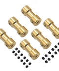 Six brass motor shaft couplers with set screws for RC projects (3.17mm to 3.17mm)