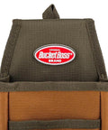 Close-up of a brown FlapFit Utility Pouch With 5 Pockets And Exterior Tool Loop, showcasing a durable poly ripstop material