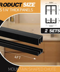 Plastic Sliding Door Track Set for Cabinets and Panel Doors, 4 Ft Length, black color showing double rails and dimensions.