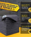 Front view: HOMEXCEL grey microfiber car towels stack