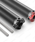Pair Of 2 Inch Garage Door Torsion Springs Replacement Set With Winding Bars And Aluminum Stationary And Winding Cones For Family Replacement And Installation, Right And Left Sides, 0.243 Inch Wire, 28 Inch Length, 18,000 Cycles