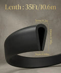 Close-up of Heavy Duty Rubber U Channel Edge Trim showing dimensions; black, flexible, U-shaped for edge protection, 35 ft.