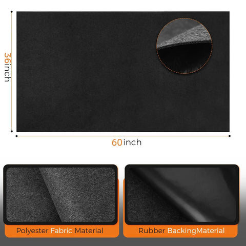 Extra Large Garage Oil Spill Mat 36 By 60 Inches Drip Absorption Mat with waterproof backing shown with material details