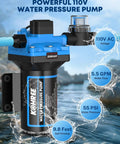 Tough As Nails 110V AC Water Pressure Pump featuring 5.5 GPM flow, 55 PSI pressure for home, garden, and RV use.