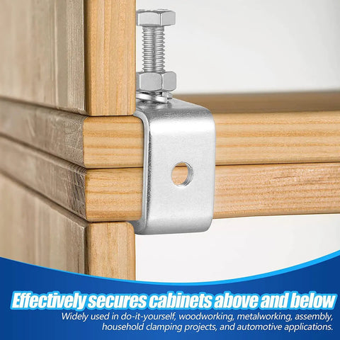 Heavy Duty 4pc C Clamp Set With Adjustable Knobs For Woodworking And Welding Tables Industrial Strength grip on wooden joint.