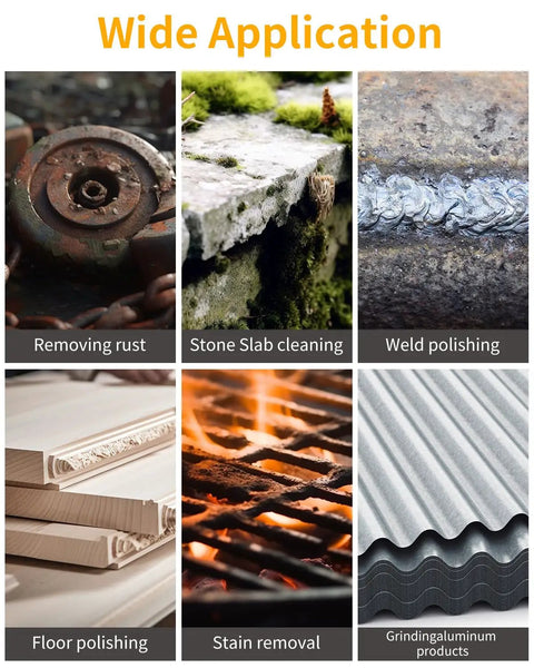 Wide application of Six Inch Brass Wire Wheel for Bench Grinder: rust removal, stone cleaning, weld polishing, and more.
