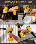 Heavy Duty Cordless Rivet Gun Compatible With DeWalt 20V Battery Tool Only used for metal auto body work on steel sheets.