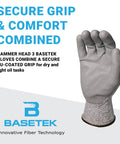 Hammer Head 3 Basetek Protective Work Gloves With HDPE A3 Basetek Liner showcasing PU-coated grip for secure handling