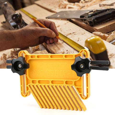 Two Piece Extended Featherboards For Table Saw Router And Band Saw, 166mm X 90mm, yellow with black knobs for lumber grip.