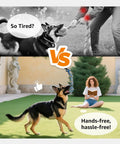 Dog using Outdoor Bungee Tug Toy For Dogs Tree Hanging Rope Tug Interactive Chew Rope in backyard vs human tugging with dog