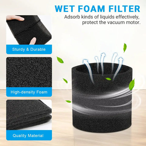 4 Pack Foam Sleeve Filter For 5 Gallon And Above Wet Dry Vacuums Replacement Foam Sleeve with swirling filtration graphics