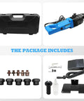 Package contents of Electric Hydraulic Hole Punch Tool 1200W 110V Heavy Duty Beast, includes punch tool, accessories, and carrying case