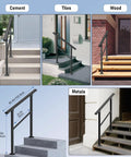 Built Tough Outdoor Handrails For One To Two Steps With No Sweat Setup Adjustable Angle Black Iron Stair Railing Kit for various surfaces.