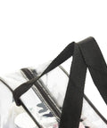 Close-up of Two Piece Large Clear Makeup Organizer Set with durable black handles and zipper for everyday use.