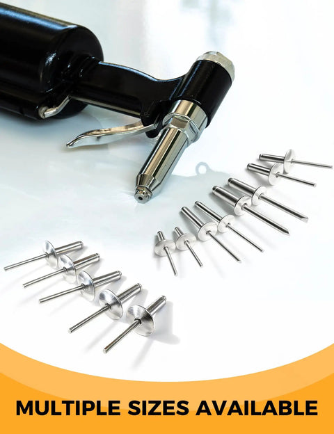 Top Shelf Heavy Duty Large Flange Blind Pop Rivets 1/8 X 1/4 Inch Aluminum With Steel Mandrel 250 Pack including assorted sizes.
