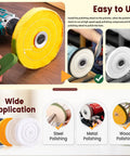 Heavy Duty Workhorse 8 Inch Buffing And Polishing Wheel Kit Bench Grinders Half Inch Arbor with yellow flannel buff.