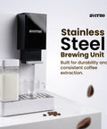 Top Shelf Fully Automatic Espresso Machine With Built In Grinder And Dual Milk Frother For Smooth Bean To Cup Coffee Drinks Without Stepping Outside Your Door, featuring stainless steel brewing unit and milk container.