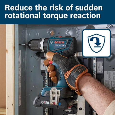 One Half Inch Brushless Hammer Drill And Driver Kit With Core 18v 4ah Battery Featuring Rapid Torque Kickback Guard in use.