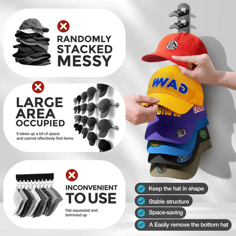 Solid 2 Pack Hat Organizer For Baseball Caps And Dad Hats Holds Up To 20 Fits Without Crushing Your Gear Clever Spaced Design Keeps Your Collection Fresh Hassle Free Screw Or Tape Mount For Closets And Game Rooms