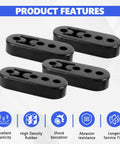 Rugged Pro Grade Exhaust Hanger Set For Cars Four Pack 0.47 Inch Four Hole Adjustable Muffler Hanger Insulator in black rubber