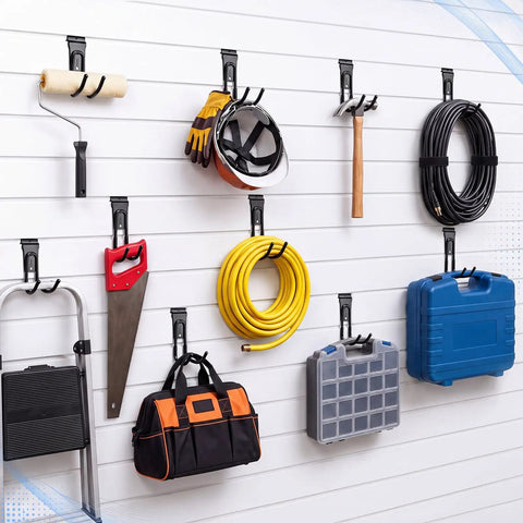 Bulk 12 Pack Heavy Duty Slat Wall Hooks Black J Shape Hangers For Slatwall Display And Storage holding tools on wall