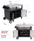 Outdoor Grill Cart With Wheels A Movable Stainless Steel Kitchen Island With Storage Cabinet And Open Shelf For BBQ Prep